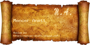 Mencer Anett névjegykártya